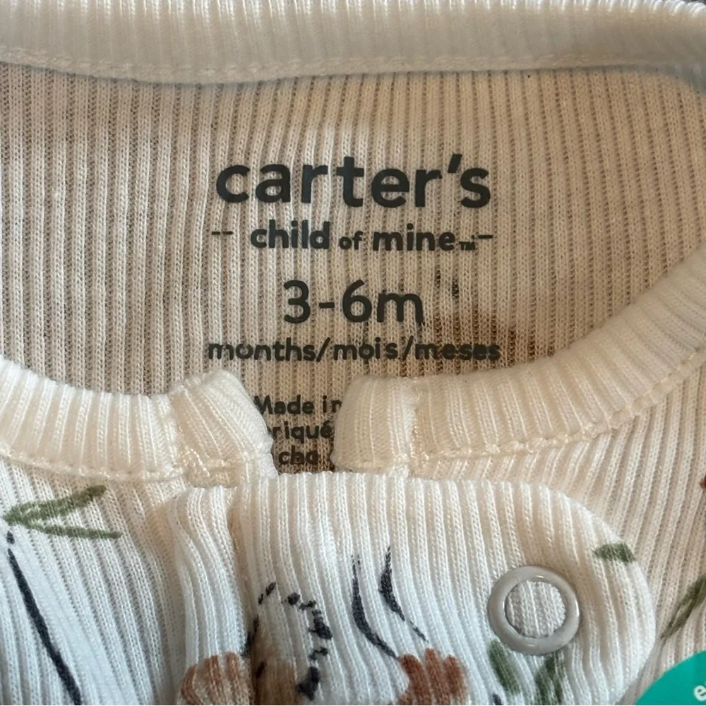 NWT NEW! Carter's White & Tan Koala Print Baby One Piece Footie Sleeper 3-6 mo
